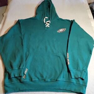 NFL Pro Line Philadelphia Eagles Mens XL Green Lace‎ Up Hoodie Sweatshirt